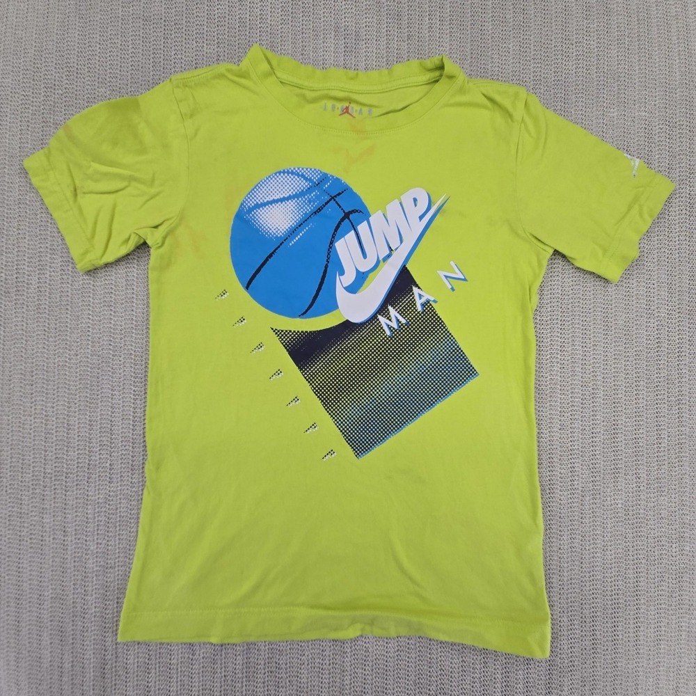 Jordan Shirt Youth Small Green Jumpman Basketball Graphic Short Sleeve Nike